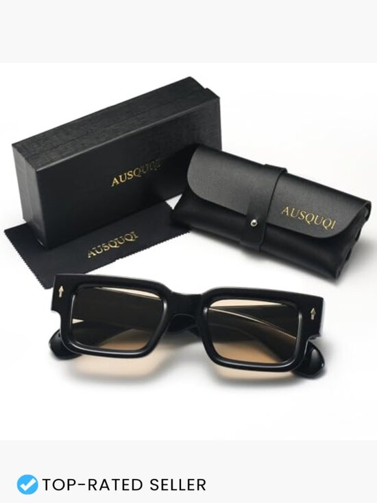 Thick Frame Square Sunglasses Chunky Rectangle Rivet Design UV400 Protection main image 7